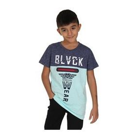 Toontoy Blvck Baskılı Lacivert-Beyaz Erkek Çocuk Tişört
