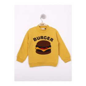 Toontoy Burger Nakışlı Gri İçi Pamuklu Erkek Çocuk Sweatshirt