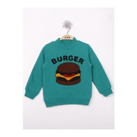 Toontoy Burger Nakışlı Gri İçi Pamuklu Erkek Çocuk Sweatshirt