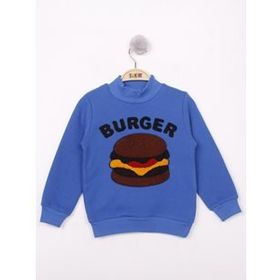 Toontoy Burger Nakışlı Gri İçi Pamuklu Erkek Çocuk Sweatshirt