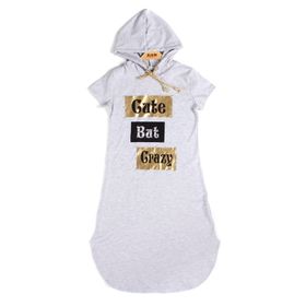 Toontoy Cute Baskılı Gri Kız Çocuk Elbise