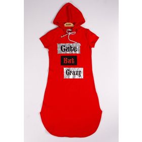 Toontoy Cute Baskılı Kırmızı Kız Çocuk Elbise