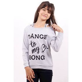 Toontoy Dange Baskılı Gri Kız Çocuk Sweatshirt