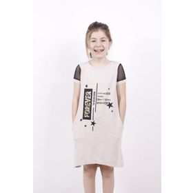 Toontoy Forever Pul Nakışlı Kol Fileli Siyah Kız Çocuk Elbise