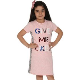 Toontoy Gıve Me Pul Nakışlı Pembe Melanj Kız Çocuk Elbise