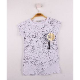 Toontoy Göğsü Şerit Aksesuarlı Kız Çocuk T-shirt