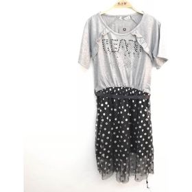 Toontoy Heart Happen Taşlı Kız Gri Melanj Kız Çocuk Elbise