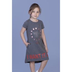 Toontoy I Want It All Baskılı Antrasit Melanj Kız Çocuk Elbise