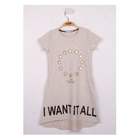 Toontoy I Want It All Baskılı Kahverengi Kız Çocuk Elbise