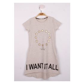 Toontoy I Want It All Baskılı Kahverengi Kız Çocuk Elbise