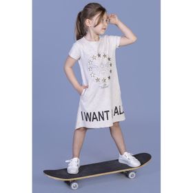 Toontoy I Want It All Baskılı Pembe Melanj Kız Çocuk Elbise