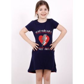 Toontoy K-135 5 Yaş Lacivert Keep Away Baskı Kız Çocuk Elbise