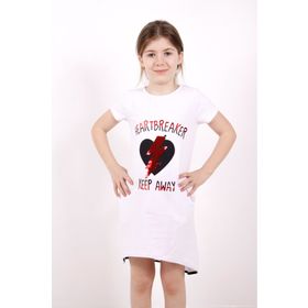 Toontoy K-136 6 Yaş Beyaz Keep Away Baskı Kız Çocuk Elbise