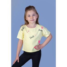 Toontoy Kids Crop Model Neon Baskılı Sarı Kız Çocuk T-shirt