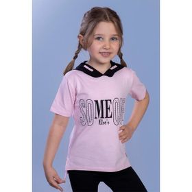 Toontoy Kids Kapüşonlu Taş İşlemeli Baskılı Pembe Kız Çocuk T-shirt