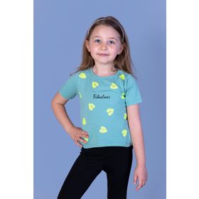 Toontoy Kids Kız Çocuk Yaprak Desenli Fabulous Baskılı T-shirt