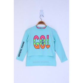 Toontoy Kids Letis Go Baskılı Koyu Mint Kız Çocuk T-shirt