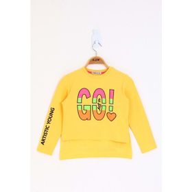 Toontoy Kids Letis Go Baskılı Sarı Kız Çocuk T-shirt