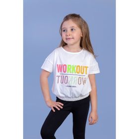 Toontoy Kids Workout Baskılı Taş İşlemeli Ekru Kız Çocuk T-shirt