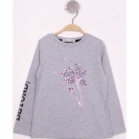 Toontoy Kız Çocuk Çiçek Nakışlı T-Shirt