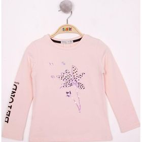 Toontoy Kız Çocuk Çiçek Nakışlı T-Shirt