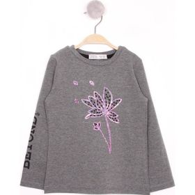 Toontoy Kız Çocuk Çiçek Nakışlı T-Shirt