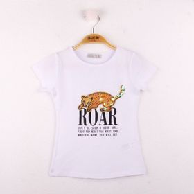 Toontoy Leopar Baskılı Pullu Kız Çocuk T-shirt