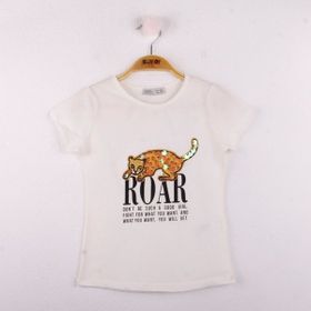 Toontoy Leopar Baskılı Pullu Kız Çocuk T-shirt