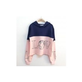 Toontoy Love Dünya Baskılı Kız Çocuk Sweatshirt