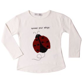 Toontoy Pullu Uğur Böceği Nakışlı Kız Çocuk T-shirt