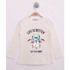 Toontoy Pullu Uğur Böceği Nakışlı Kız Çocuk T-shirt