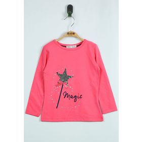 Toontoy Pullu Yıldız Nakışlı Kız Çocuk T-shirt