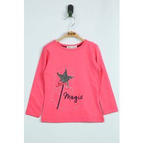 Toontoy Pullu Yıldız Nakışlı Kız Çocuk T-shirt