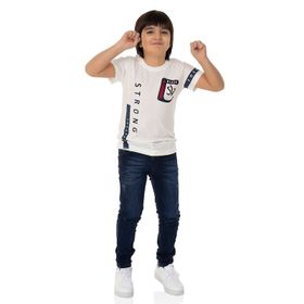 Toontoy Strong Baskılı Beyaz Erkek Çocuk T-shirt