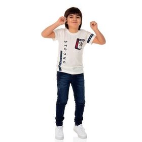 Toontoy Strong Baskılı Beyaz Erkek Çocuk T-shirt