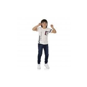 Toontoy Strong Baskılı Beyaz Erkek Çocuk T-shirt