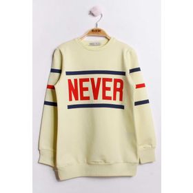 Toontoy T11930 8-14 Yaş Sarı Never Baskılı Kız Çocuk Sweatshirt