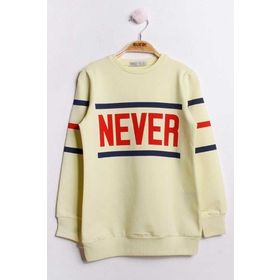 Toontoy T11930 8-14 Yaş Sarı Never Baskılı Kız Çocuk Sweatshirt