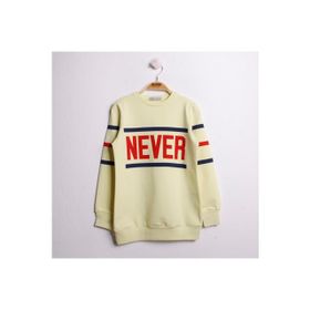 Toontoy T11930 8-14 Yaş Sarı Never Baskılı Kız Çocuk Sweatshirt
