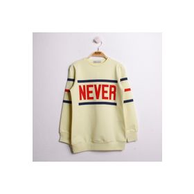 Toontoy T11930 8-14 Yaş Sarı Never Baskılı Kız Çocuk Sweatshirt