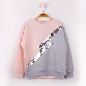 Toontoy T11948 8-14 Yaş Pudra Pullu Şimşek Kız Çocuk Sweatshirt