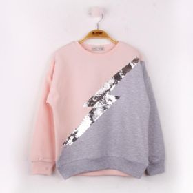 Toontoy T11948 8-14 Yaş Pudra Pullu Şimşek Kız Çocuk Sweatshirt