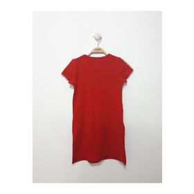 Toontoy Yazı İnci Taşlı Kırmızı Kız Çocuk Elbise