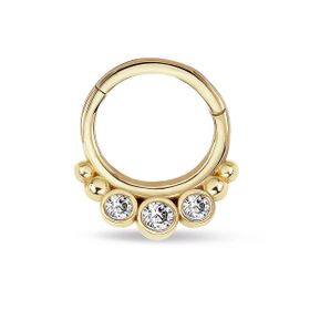 Top Top Üç Taş Altın Helix Piercing