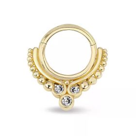 Top Toplu Üç Taşlı Altın Helix Piercing