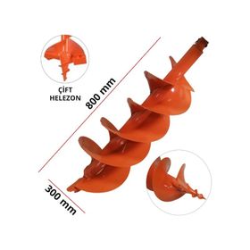 Toprak Burgu Makinası Çap 300 mm Çift Helezon Yedek Burgusu