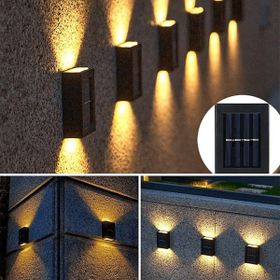 Toptan Bulurum 4 Ledli Solar Çift Taraflı Duvar Lambası Güneş Enerjili Aydınlatma Dekorasyon Işık Aplik