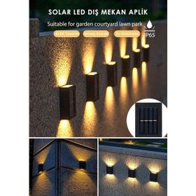 Toptan Bulurum 4 Ledli Solar Çift Taraflı Duvar Lambası Güneş Enerjili Aydınlatma Dekorasyon Işık Aplik