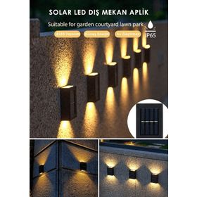 Toptan Bulurum 4 Ledli Solar Çift Taraflı Duvar Lambası Güneş Enerjili Aydınlatma Dekorasyon Işık Aplik