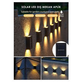 Toptan Bulurum 4 Ledli Solar Çift Taraflı Duvar Lambası Güneş Enerjili Aydınlatma Dekorasyon Işık Aplik